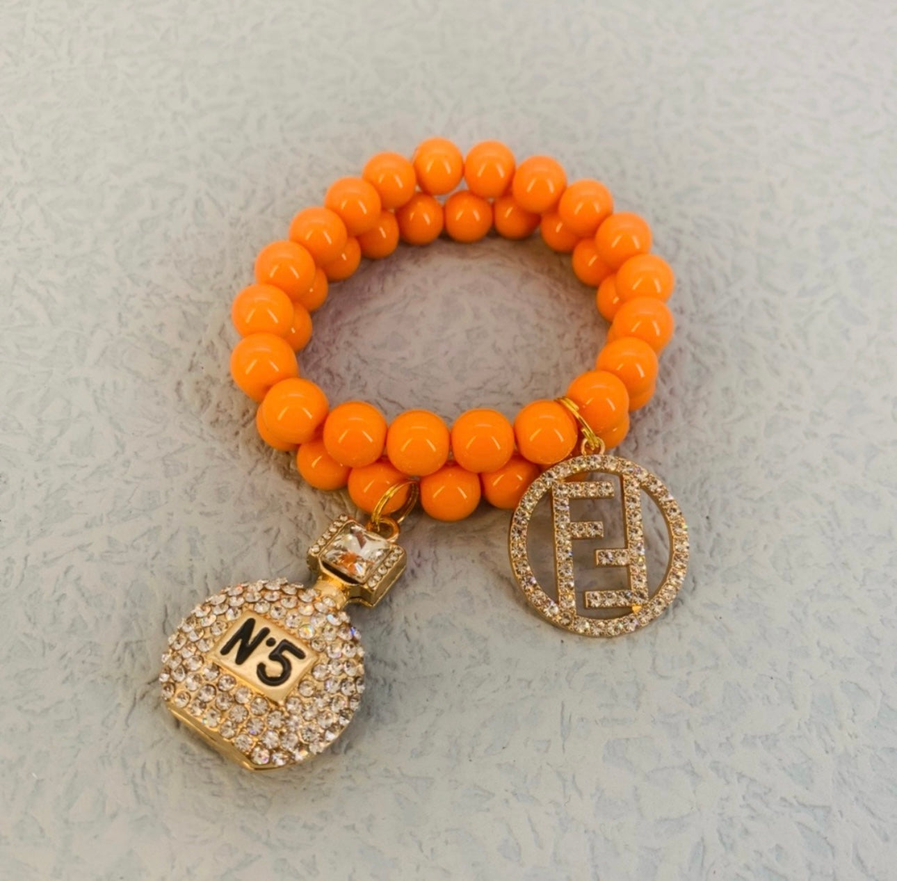 Orange 2Piece charm bracelet set